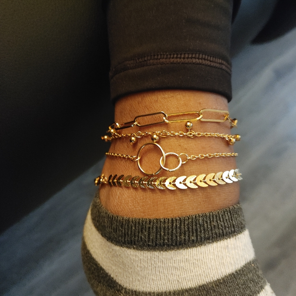 4 piece gold bracelet set